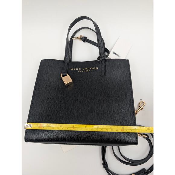 Marc Jacobs Mini Grind Coated Leather Tote Bags Zip Pockets Black M0015685 - Picture 13 of 16